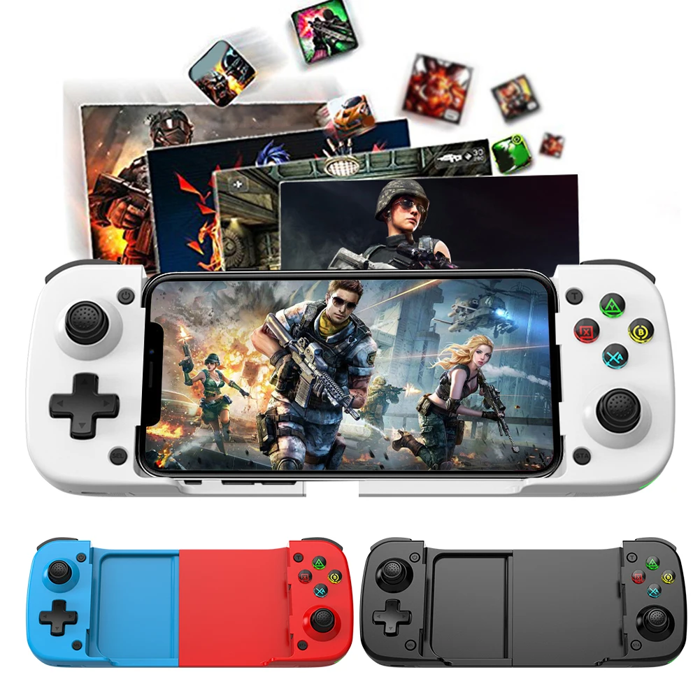 D3S Gamepad Telescopic BT Bluetooth Game Controller Hall Effect Joystick Mobile Gamepad with Turbo/Vibration for Android IOS