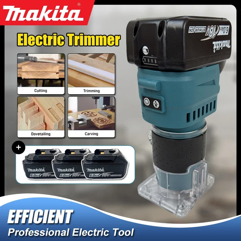 

Беспроводной фрезер Makita с бесщеточным двигателем, 5 скоростей, для гравировки, нарезки пазов, обрезки и фрезерования дерева, для аккумулятора 18В