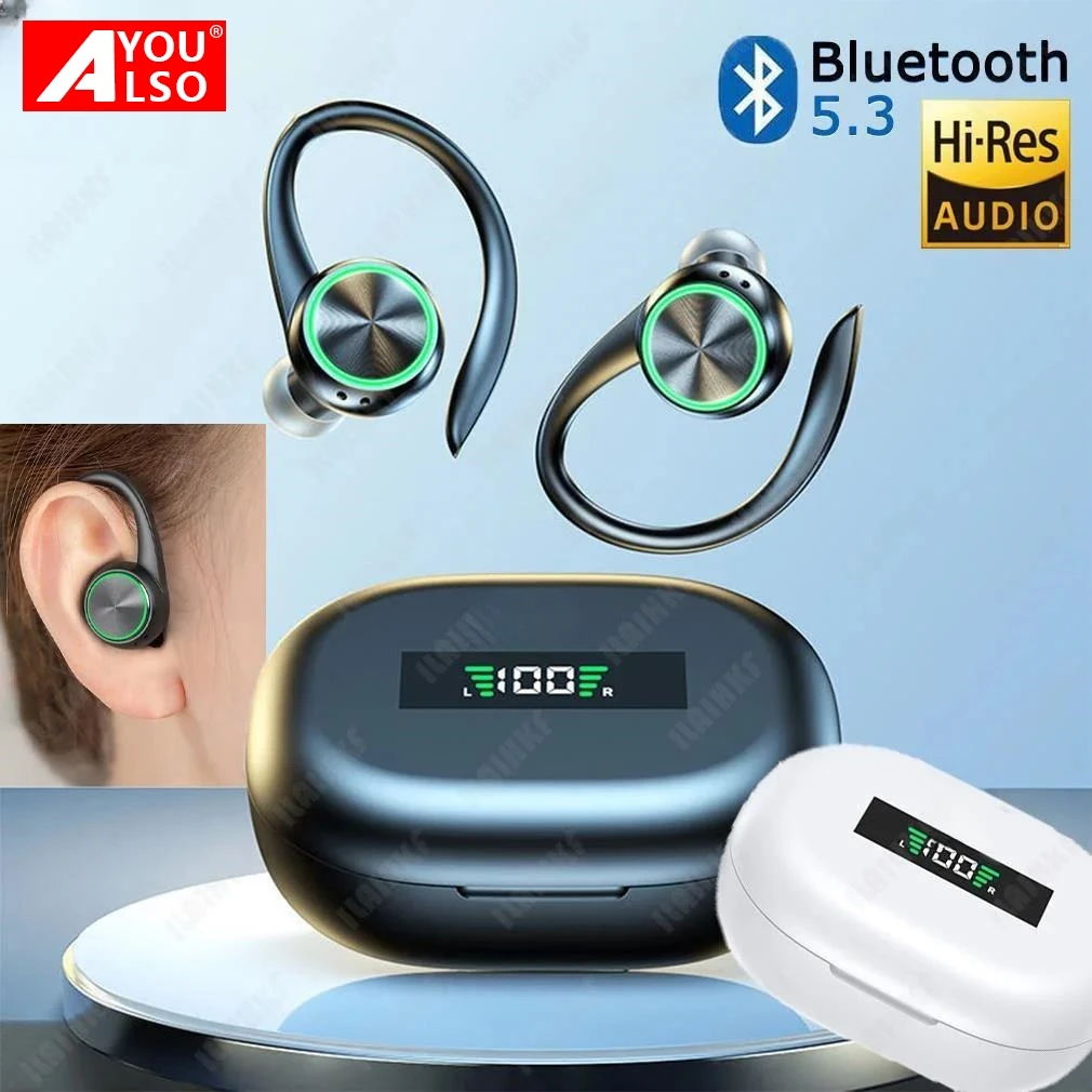 

Sports Bluetooth 5.3 Hook Earphones Wireless Ear buds Pods Running Headphones Hifi Stereo Original Air Headset with Mic