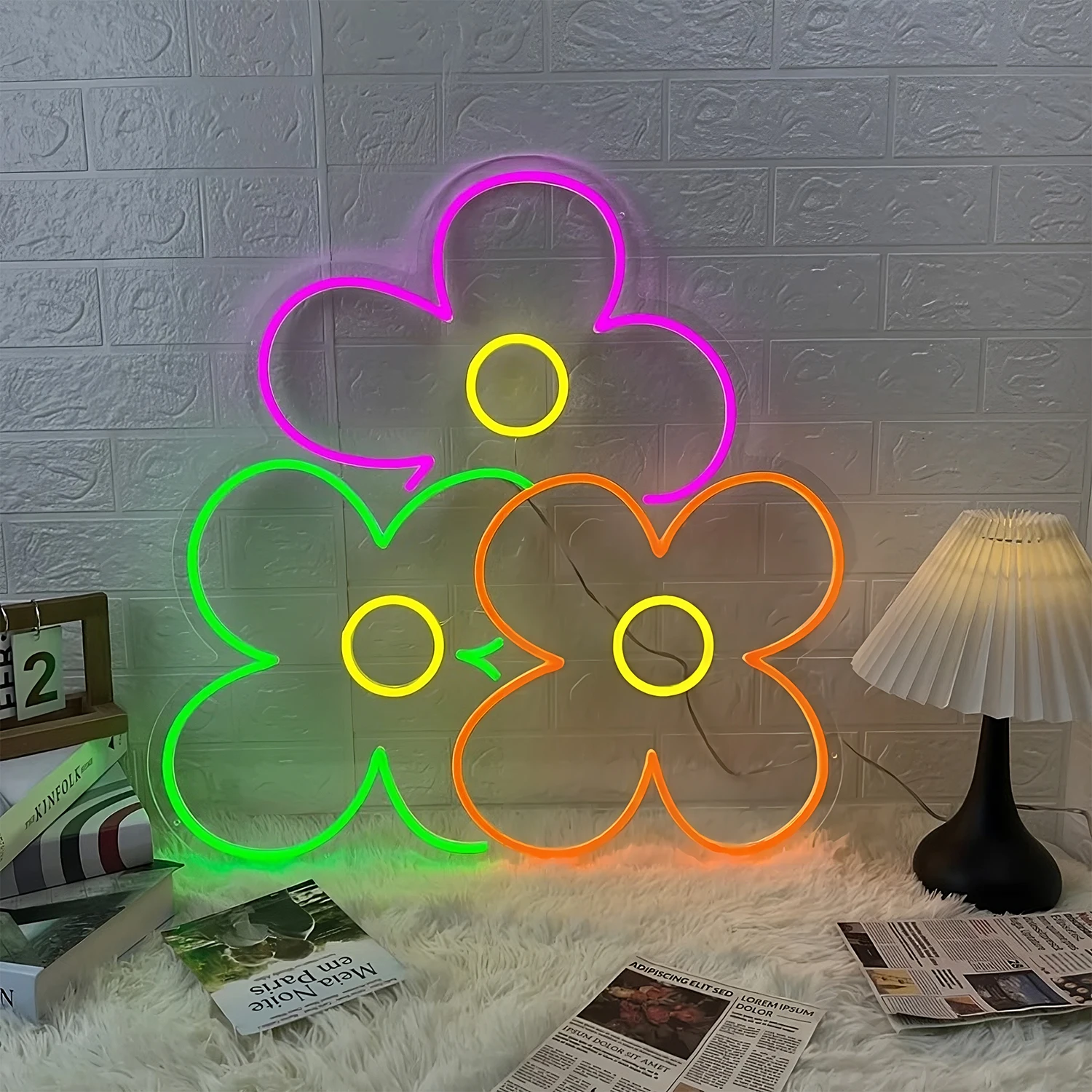 led neon sign flores multicoloridas luzes personalizadas para casa quarto wall decor party decor neon sign wall art fun 01