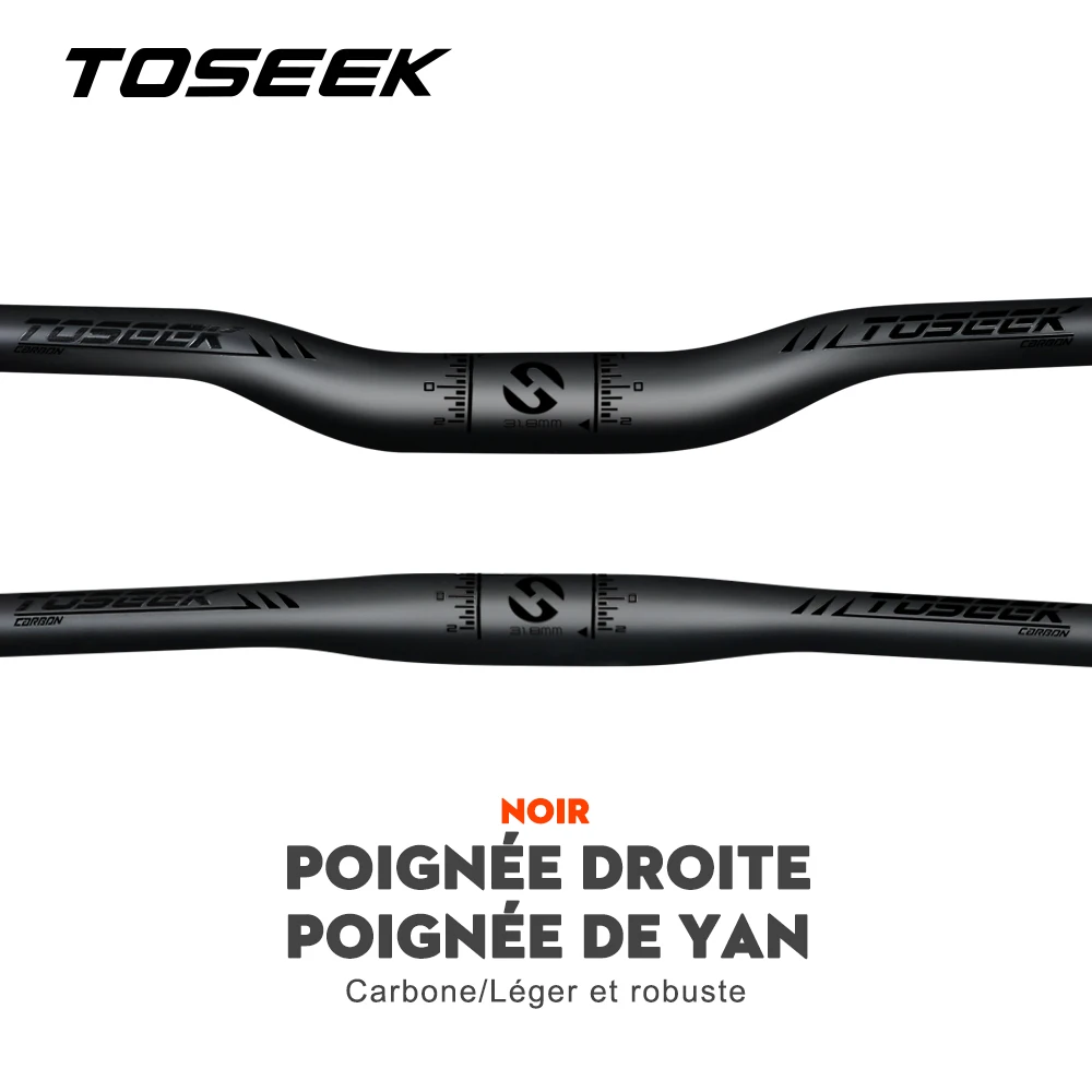 TOSEEK – guidon de vtt en carbone noir mat pour accessoires de vélo de montagne, 31.8x580-720/740/760mm