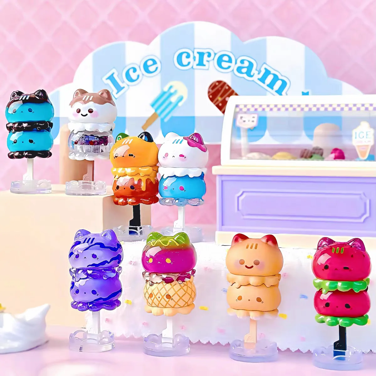 NEW Original Strawberry Mousseta Octopus Meow Popsicle Series Blind Box Cute Cat Figurine Mystery Box Desk Decor Birthday Gift