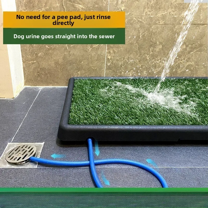 Drawer‑Type Artificial Grass Dog Potty Tray, with Baffle Pee Guide Pet Indoor Training Toilet Easy‑Clean Puppy Pet Supplies
