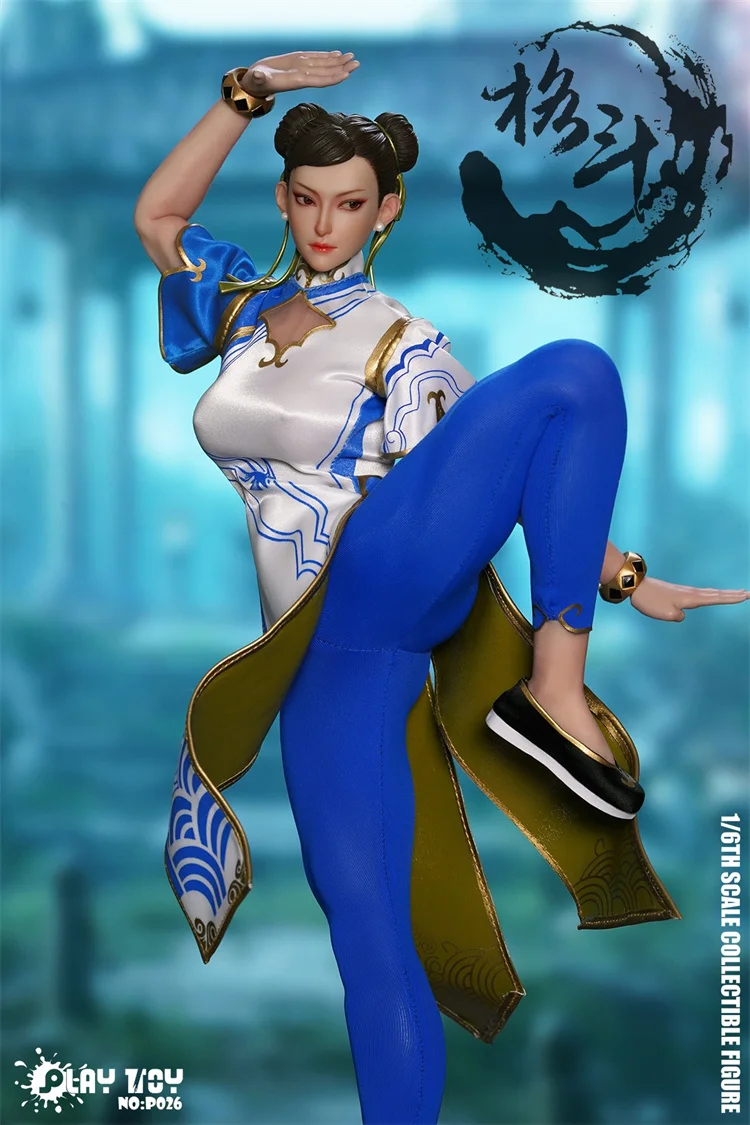 Presale PLAY TOY P026 1/6 Scale Female Soldiers Chunli Blue Cheongsam Full Set Model 12 Inch Action Figure For Fans Collection