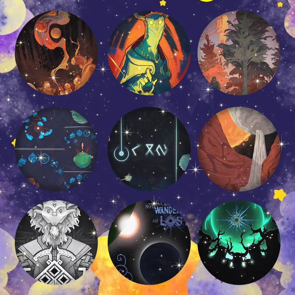 0-Outer W-Wilds Badge on Backpack Accessories Manga Icons Pins Round Cartoon Brooches for Clothes Bag Decor Gifts