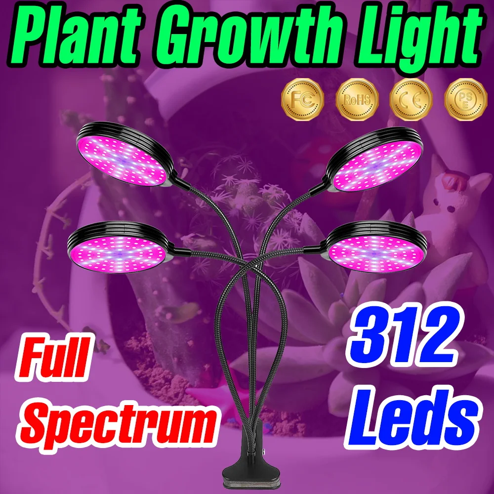 

USB 5V LED Grow Light Full Spectrum Plant Vegetables Cultivation Lamp Waterproof Dimmable With Timing Auto On/Off 1/2/3/4 Heads