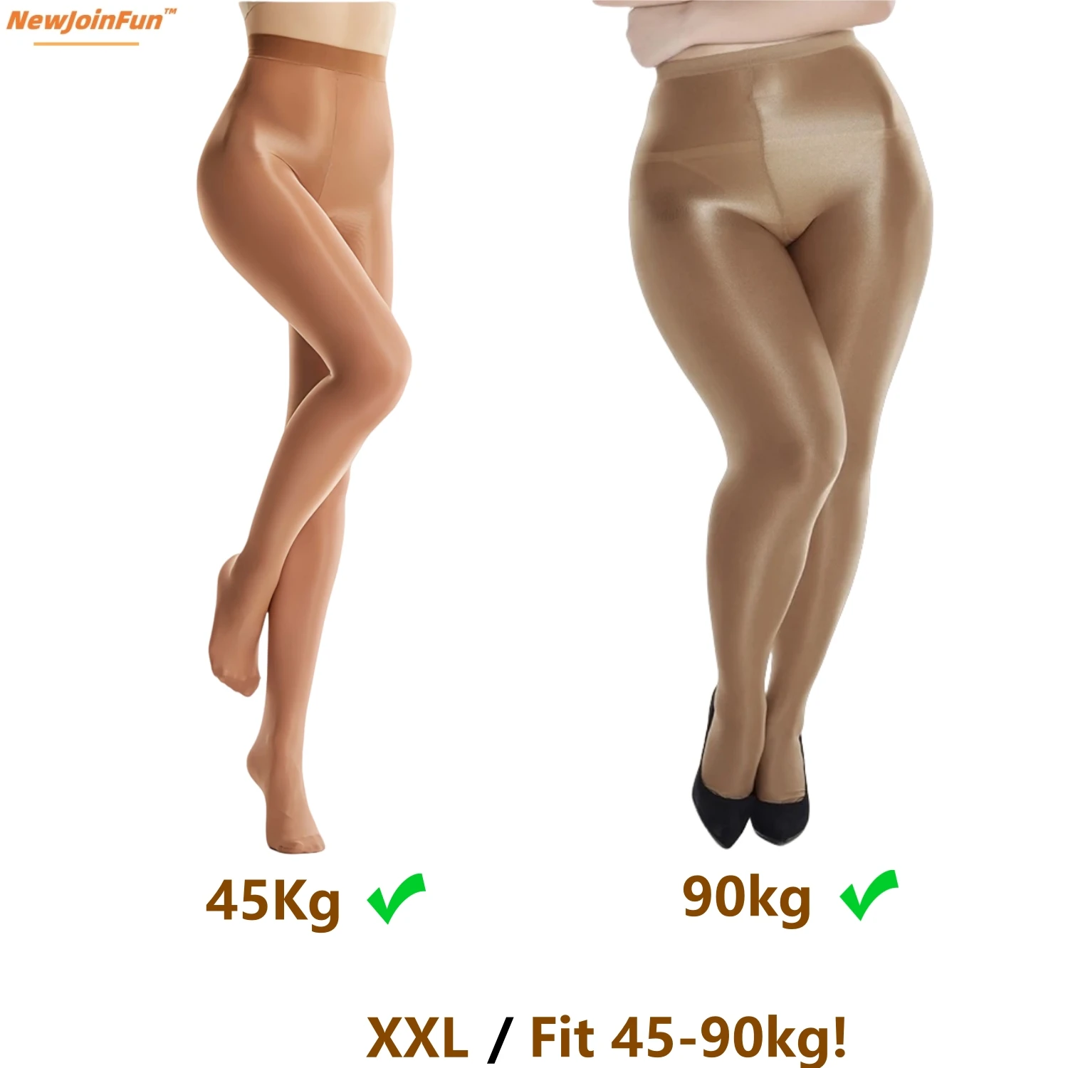 Plus Size Shiny Oil Pantyhose for Women High Waist Control Top Tights Sheer to Opaque Shimmer Hosiery Super Stretchy Comfortable