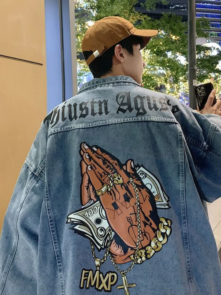 Hip Hop West Coast Denim Jacket Men Fashion New High Street Couples American Jacket High Quality Y2k Harajuku Streetwear