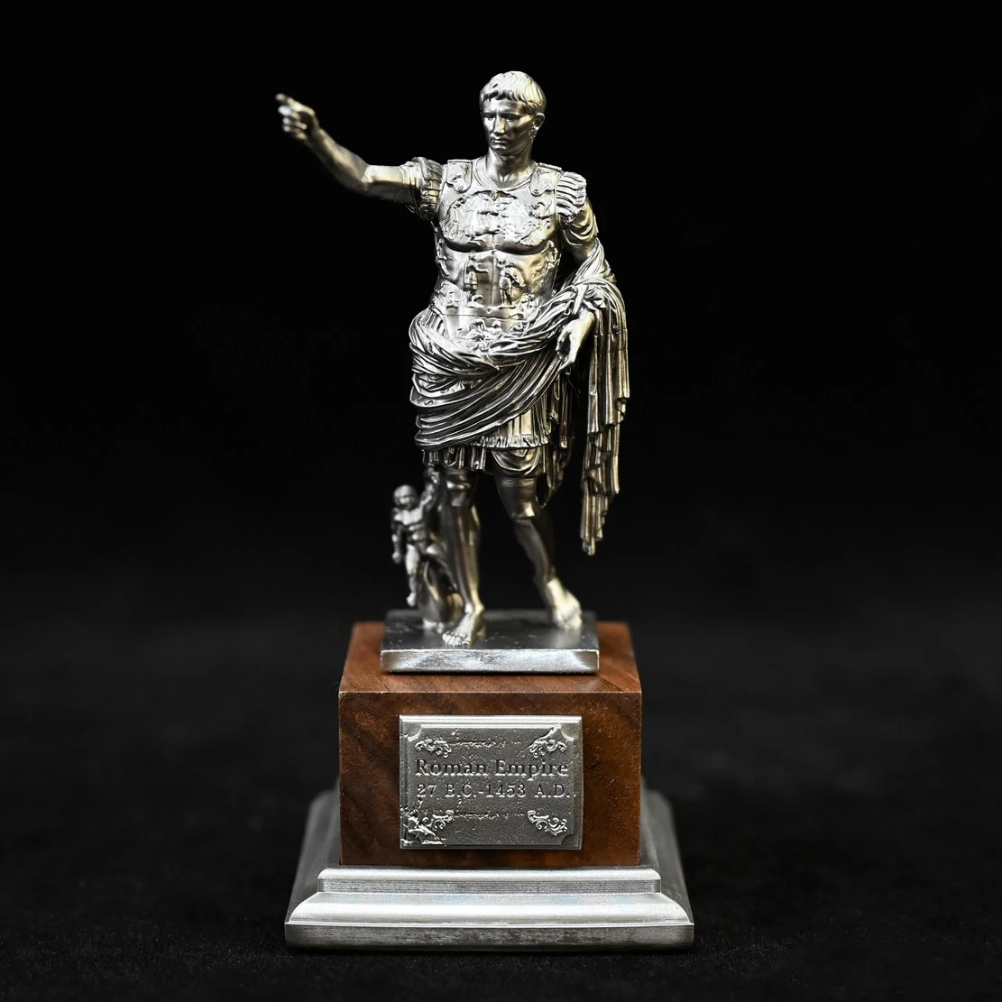 Hand-Painted Epoxy Resin Emperor Augustus Octavian 120mm - Roman Home Office Desk Decor