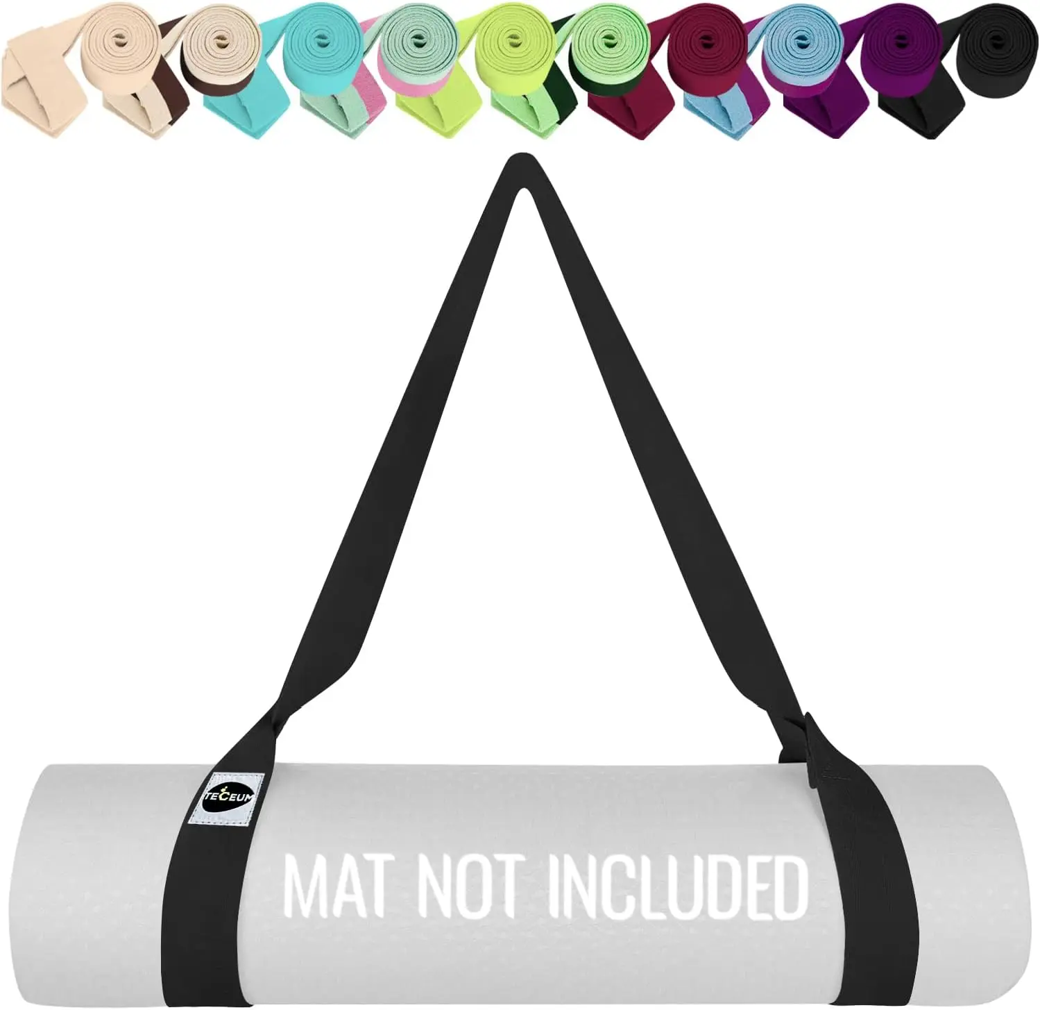 Adjustable Yoga Mat Strap Carrier – 30+ Colors, Cotton Blend, Non-Slip, Fits All Mats [Mat Not Included]