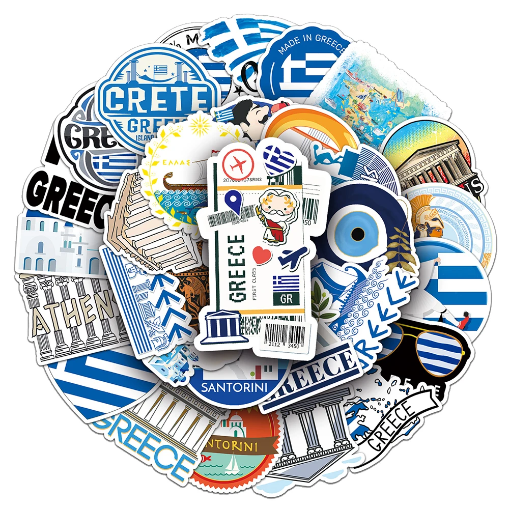 

10/30/50pcs Cartoon Greece City Travel Stickers Decals DIY Luggage Motorcycle Phone Stationery PVC Waterproof Decoration Sticker