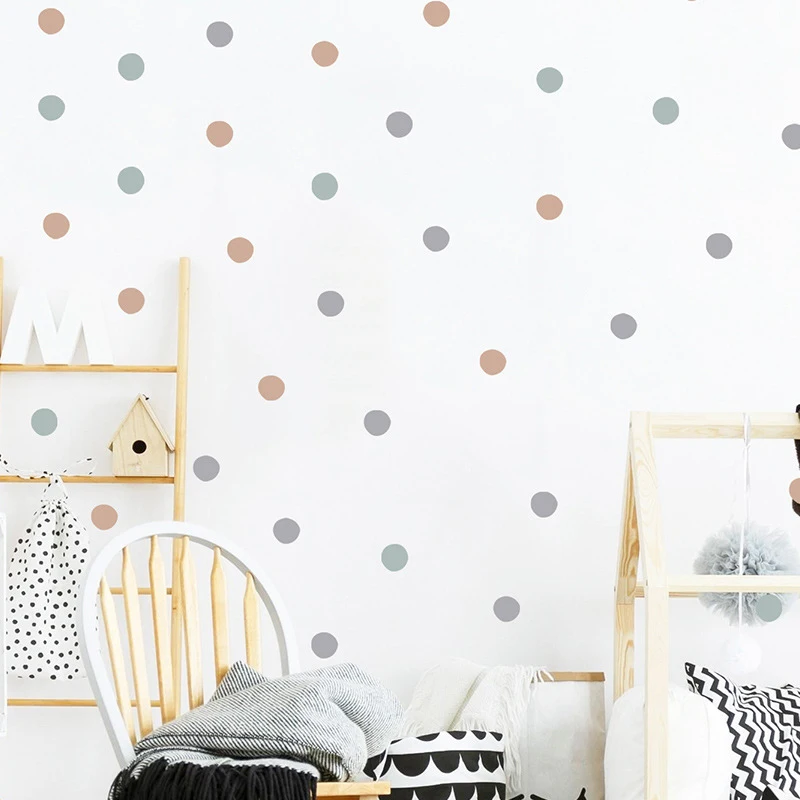 1 Piece Polka Dot Self-Adhesive Sticker Morandi Color Wall Background Beautifying Stickers For Bedroom Living Room Decoration