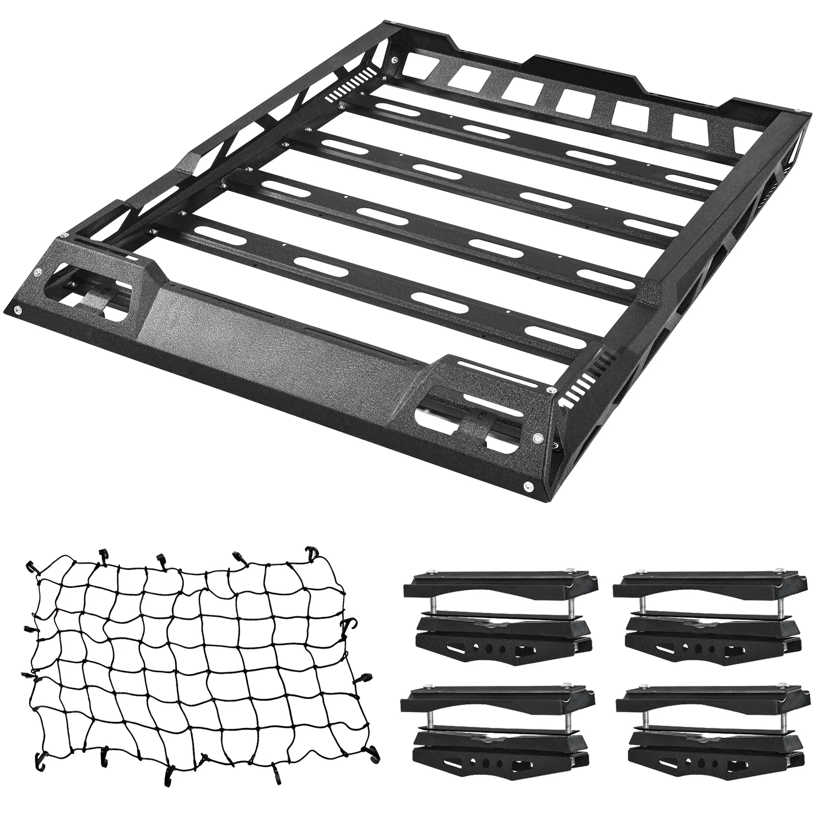 

55"x41" Universal Roof Rack Cargo Basket with Cargo Net Heavy Duty Steel Carrier