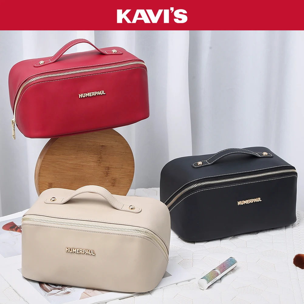 

Luxury Soft Leather Makeup Organizer for Women Travel Cosmetic Storage Pouch Lady Make up Case Elegant Toiletry Bag