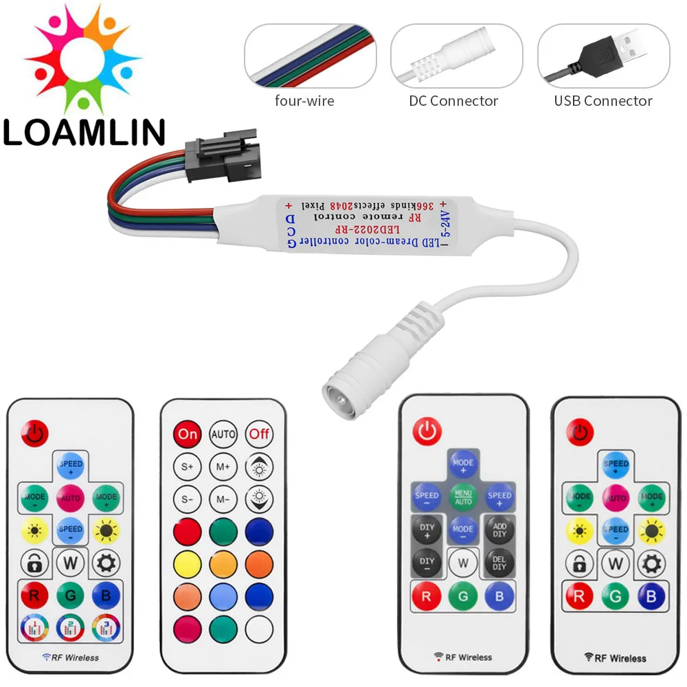 WS2815 WS2813 piksele taśma Led kontroler światła 14/21 klawiszy RF 17 klawiszy muzyka MINI Led taśma pilot USB5V/DC5-24V