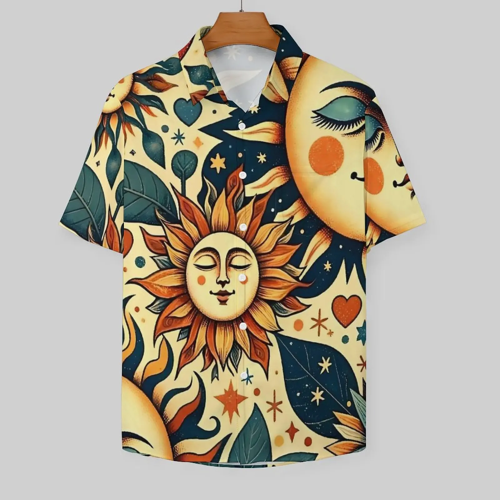 The Sun Embrace A Daytime Dream Casual Shirt Elegant Hawaiian Shirts Men Short-Sleeve Vacation Fashion Design Plus Size Blouses