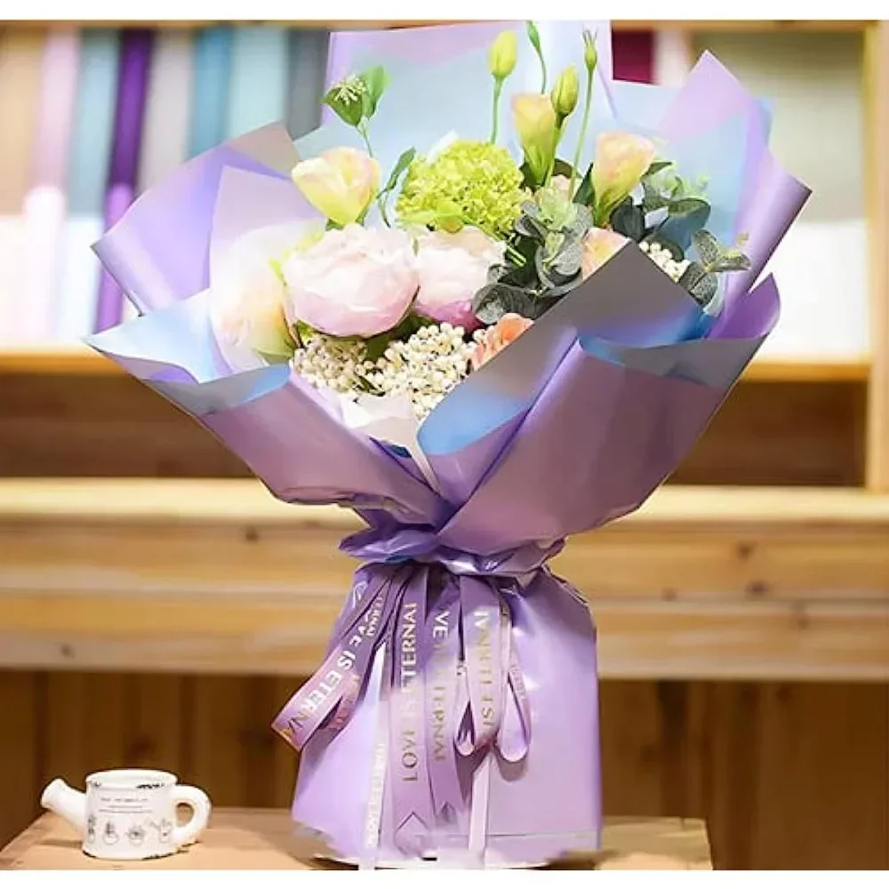 Waterproof Florist Bouquet Paper,Double Sided Colors Fresh Flowers Wrapping Paper,Gift Packaging Florist Bouquet Wrap 20pcs/pack