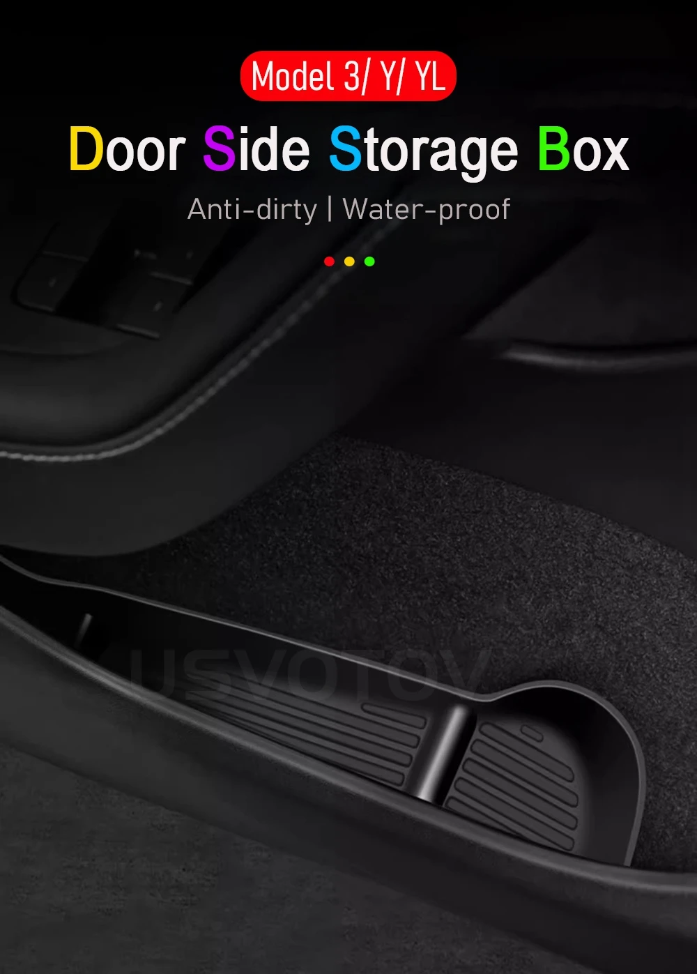 Auto-Türorganizer-Ablage für Tesla Model 3 Y YL 2026 2025 – Türseiten-Aufbewahrungsbox, Türgriff-Taschen-Einlagen, Reisezubehör – Detail 1