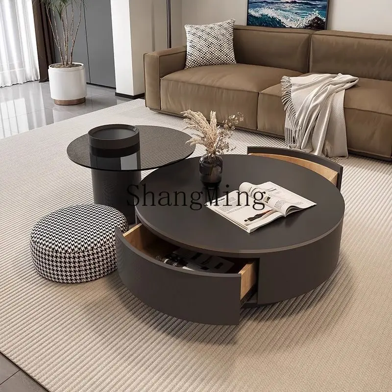

SM minimalist rock slab combination coffee table small apartment simple modern light luxury high-end living room home