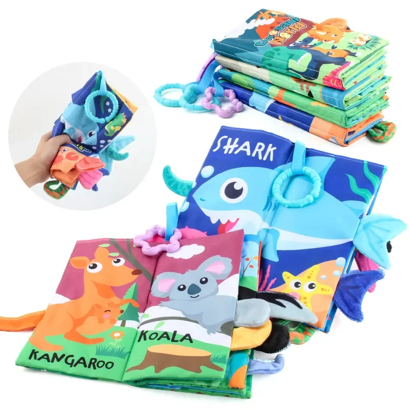Apprendimento dei giocattoli cognitivi Tocco sensoriale per bambini e sensazione morbida Libro occupato con code di animali Divertenti regali giocattolo per l'educazione precoce dei bambini