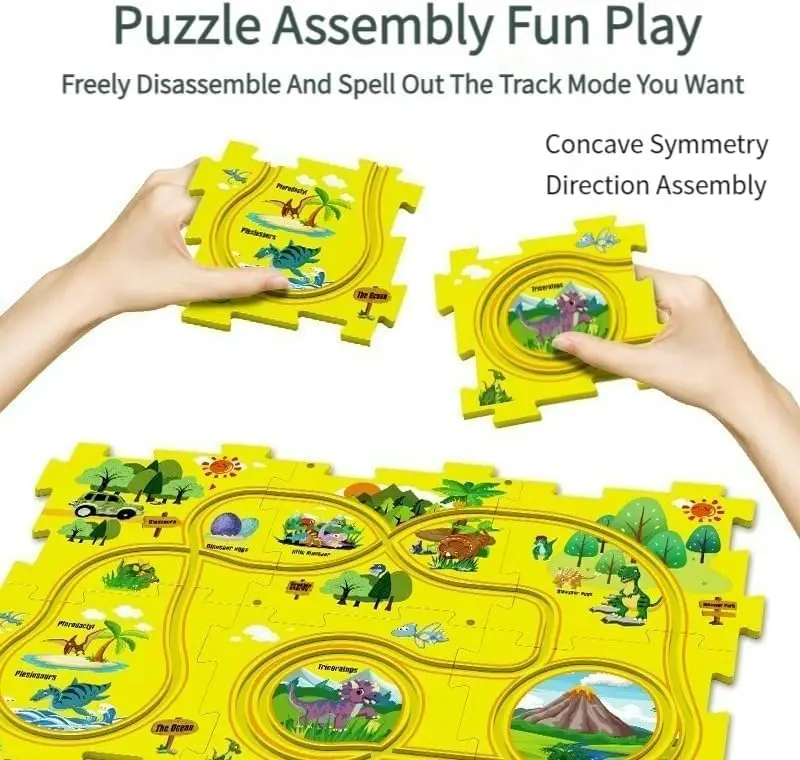 Kids Car Track Set,Puzzle Racer Car Track Set,Puzzle Racer Car Track,Car Track Puzzle,Puzzle Track Car Play Set(5/15PCS,4IN1)