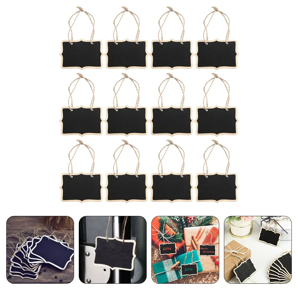 

12 Pcs Wooden Blackboard Kids Double sided Smooth Reusable Hanging Decor Multi Purpose Message Board Small Blackboard