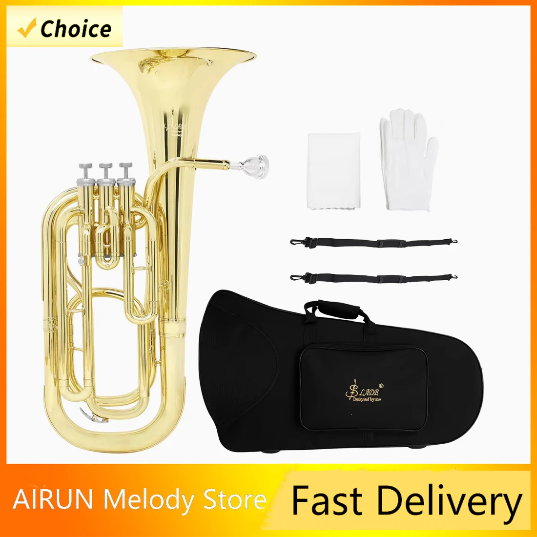 

SLADE Tenor Horn Bb Brass 3-key Tenor Horn Durable Suitable For Performing Beginners Brass Instruments With Bag With Accessories