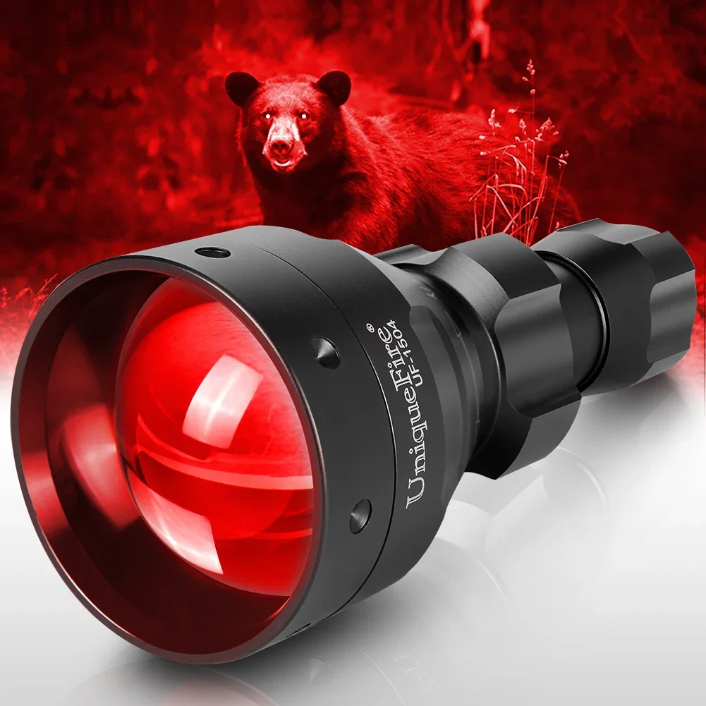 UniqueFire 1504 Powerful XRE Red Light LED Flashlight Bright 3 Mode Zoom Adjustable Torch Lamp for Coyote Hog Predator Hunting