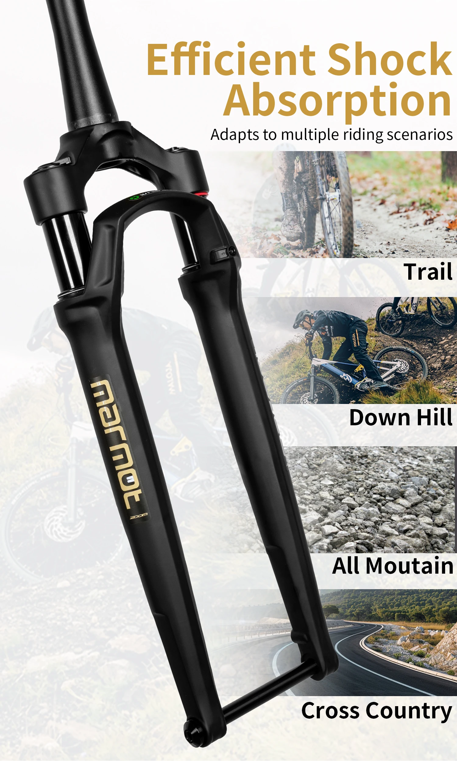 ZOOM 50mm Gravelbike-Rennrad-Stoßdämpfer-Luftfedergabel mit Lockout und Rückpralldämpfung für Ihr Fahrrad – Detail 5