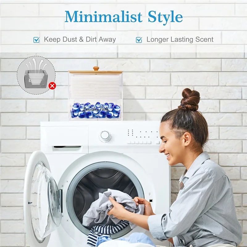 M12K-Acryl-Trocknerblatthalter mit Schublade und Bambusdeckel, transparenter Acryl-Wäschepad-Aufbewahrungsbehälter mit großem Fassungsvermögen