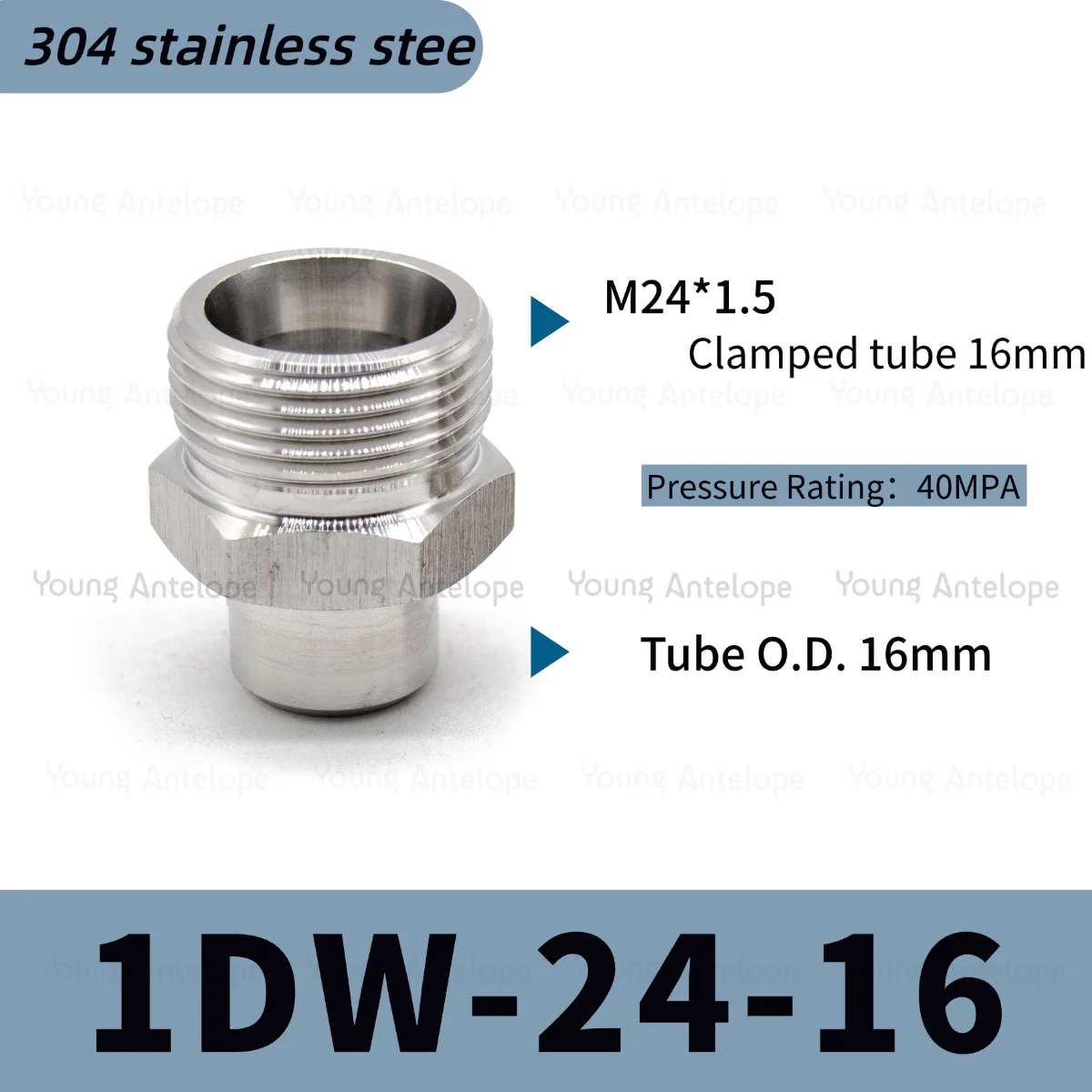 304 roestvrij staal 24 ° Kegelafdichting H-type fitting met ferrule 1CW lasconnector voor hydraulisch pijpsysteem JBT6144.5 hoge druk