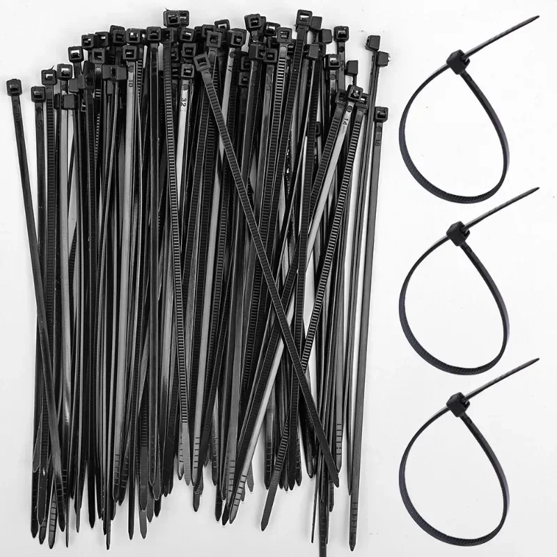 Self-locking Plastic Nylon Ties 100PCS/bag Black White Zip Wraps Strap Nylon Cable Tie Set Fastening Ring Loop Wire Wrap