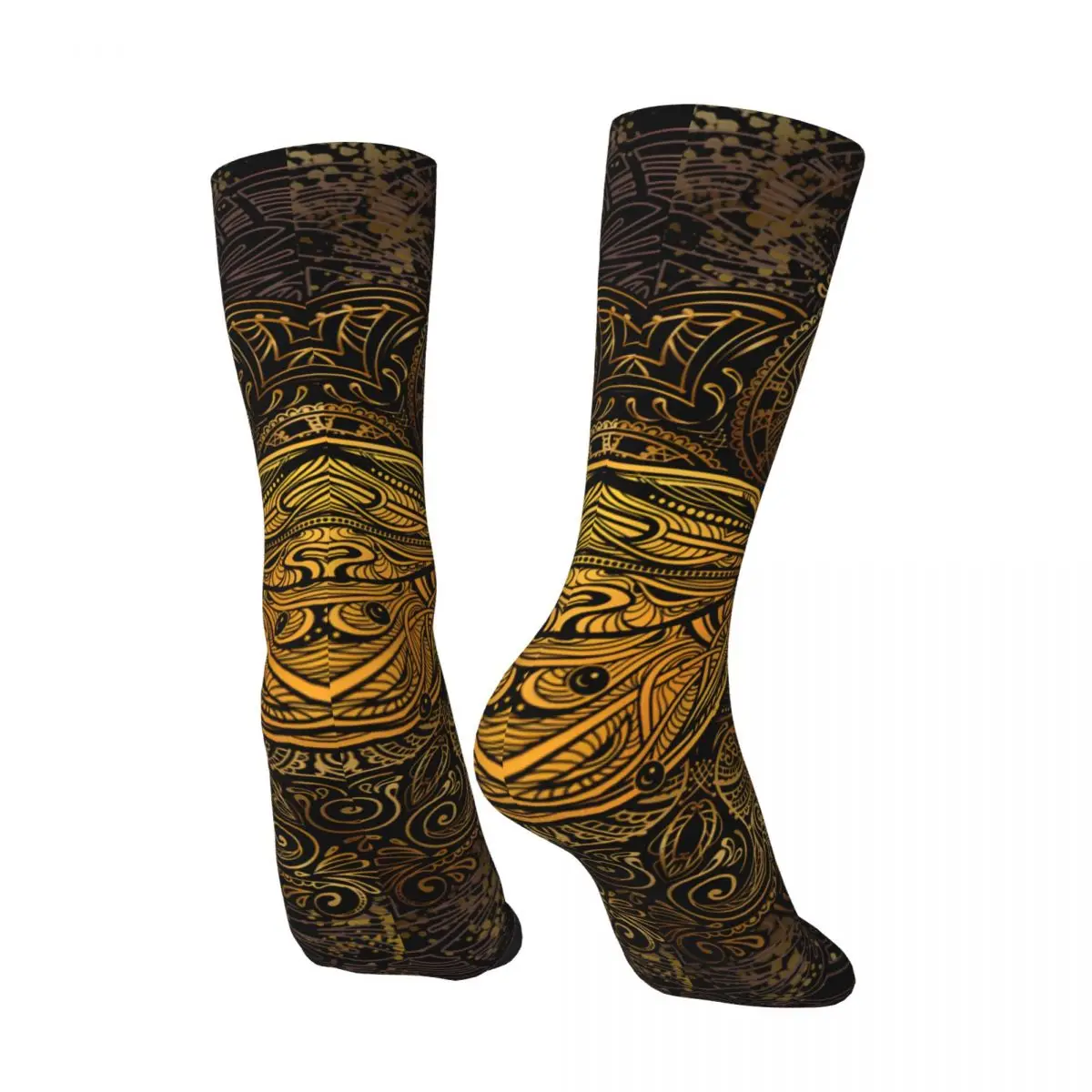 Dragonfly Mandala Motif Men's Socks Retro Harajuku Street Style Novelty Seamless Crew Sock