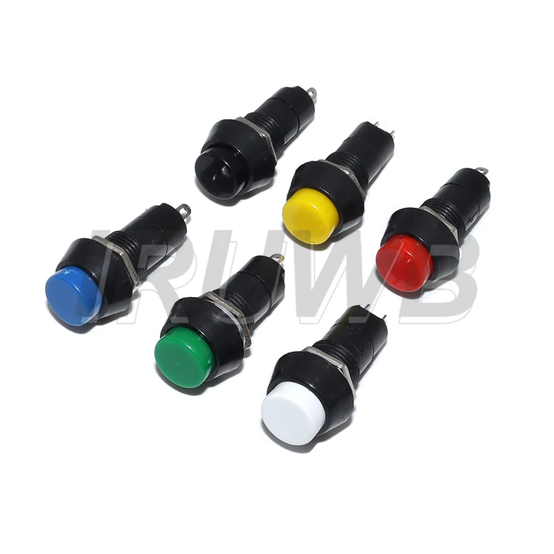 1PCS PBS-11A PBS-11B 3A 250V AC 2PIN 6Color 12mm Plastic Push Button Switch momentary self-locking/Self-Recovery