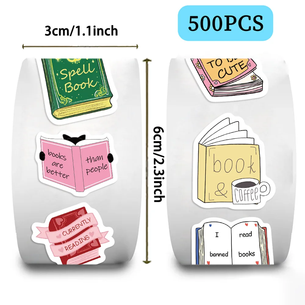 Rouleau d'autocollants anglais pour livre de lecture, 500 pièces/rouleau, pour ordinateur portable, vélo, guitare, Skateboard, Graffiti imperméable pour enfants, DIY bricolage