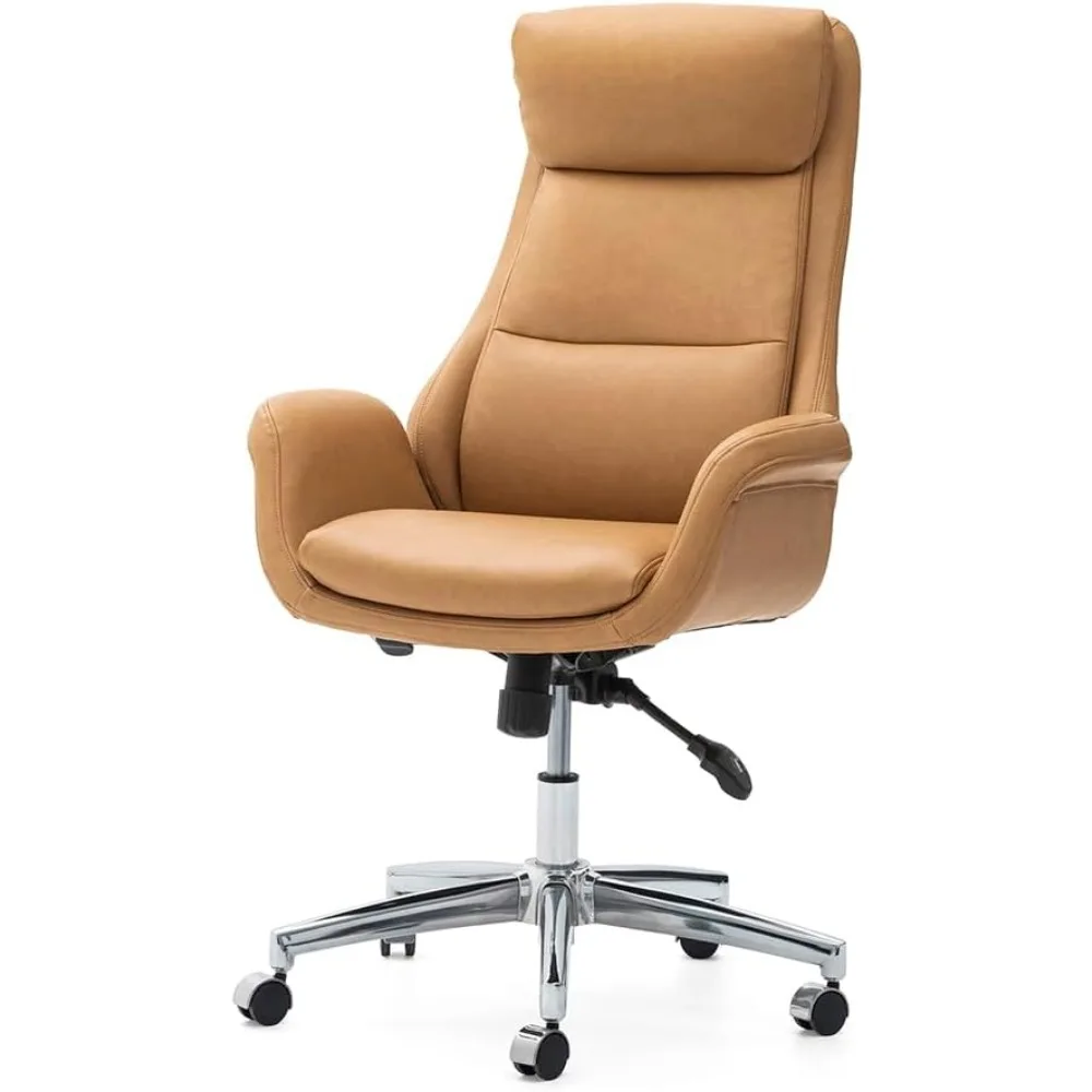 Modern Executive Office Chair, High Back PU Leather Ergonomic Computer Desk Chair, Adjustable Height Swivel Office Task