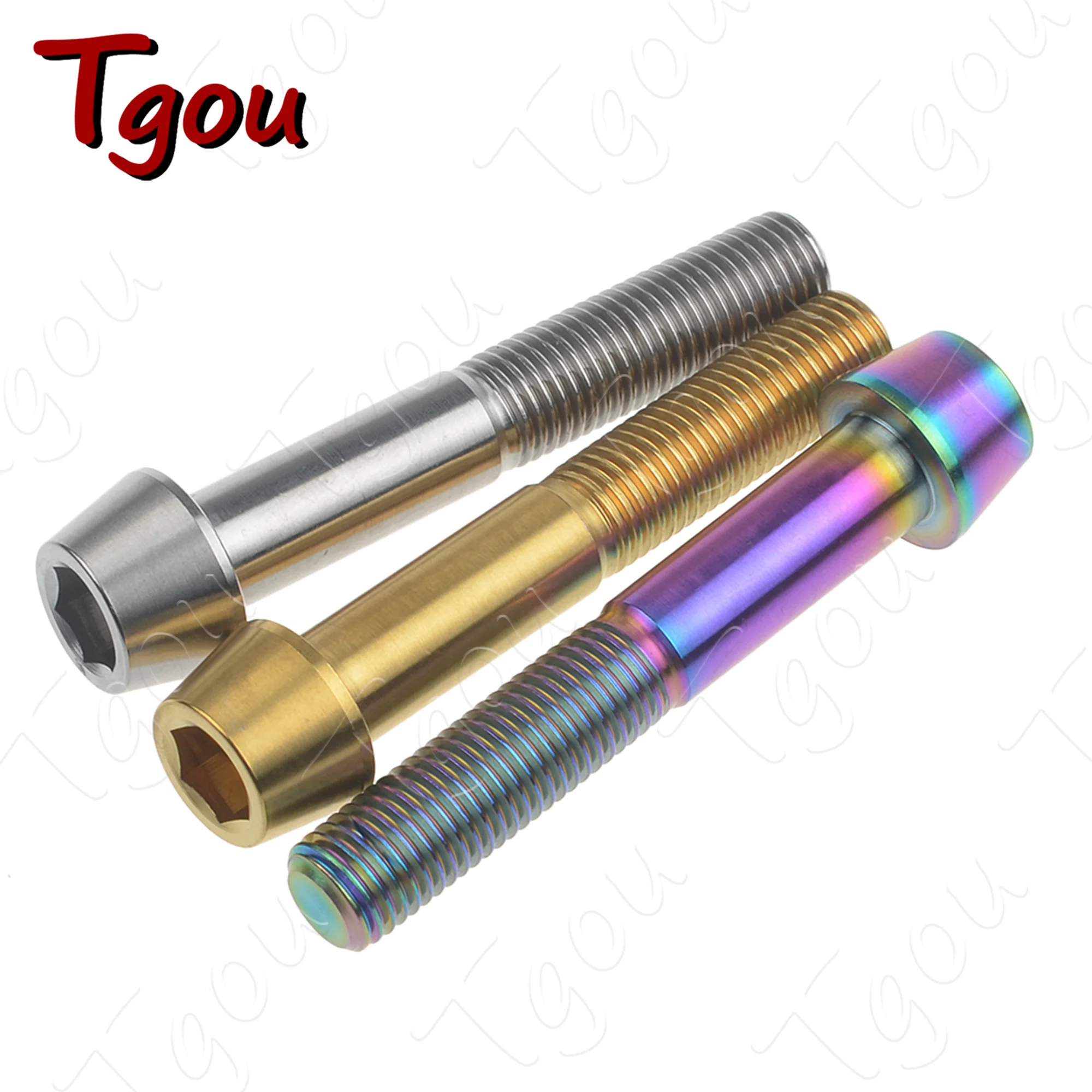 Tgou Titanium Bolt M10x55 60mm Pitch 1.25 Taper Head Allen Key Screws for Motorcycle Brake Caliper