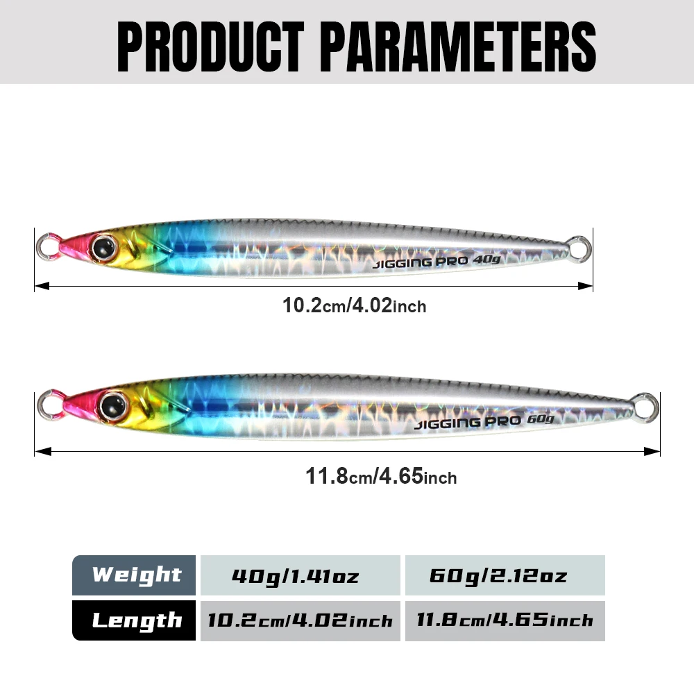 JIGGING PRO Slide Stick Metal Jig 40g 60g Shore Jigging Lure Long Casting Fast Sinking Fall Jigs For Sea Bass Mackerel Kingfish - view 2