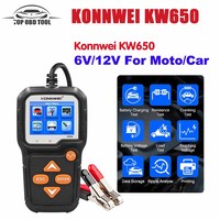 KONNWEI KW650 Car Motorcycle Battery Tester 12V 6V Battery System Analyzer 2000CCA Charging Cranking Test Tools Vehicle Boat