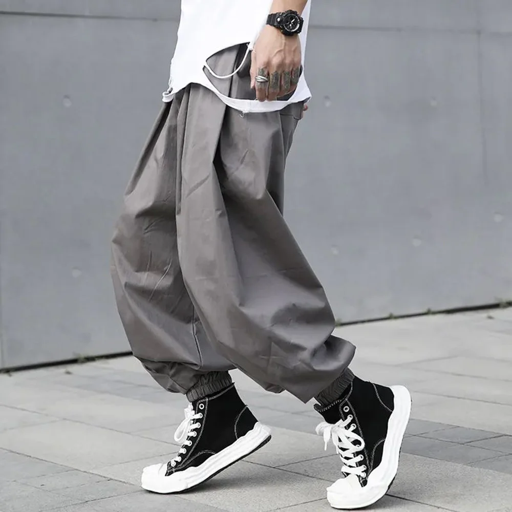 Mens Leggings Gothic Japanese Casual Pants Streetwear All-Match Harajuku Punk Youth Samurai Pants Bloomers Men\'S Clothing 2024