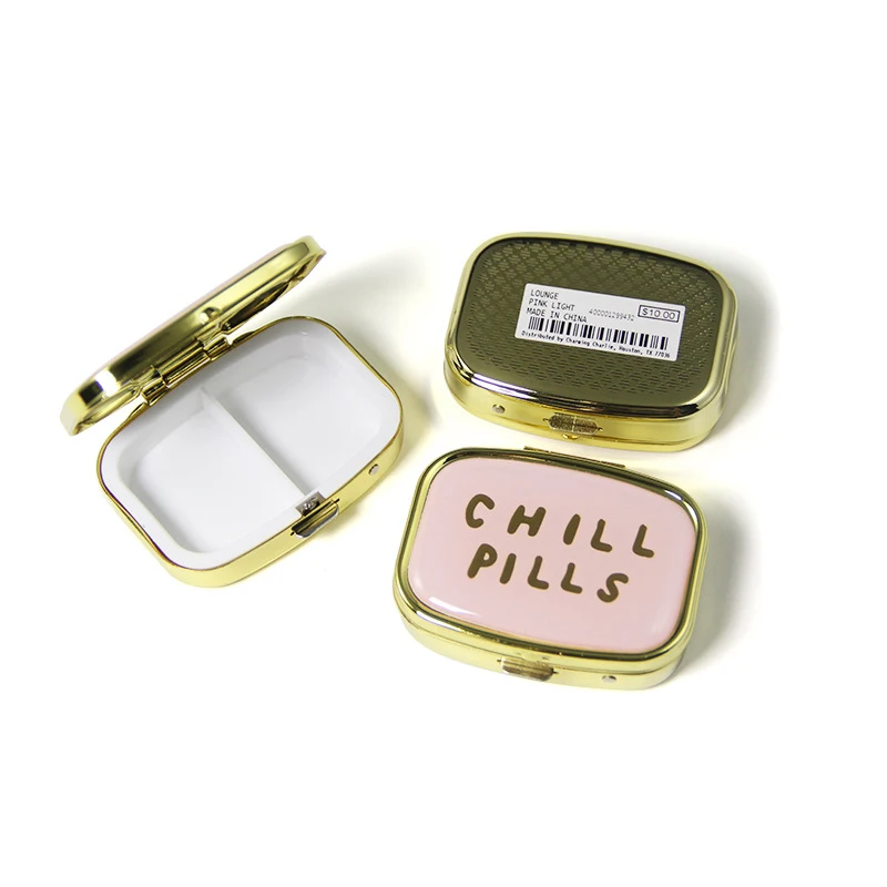 Metal Pill Box Mini Travel Portable Storage Box Rectangular Circular Medicine Box Seal Folding With Mirror Pill Case Pastillero