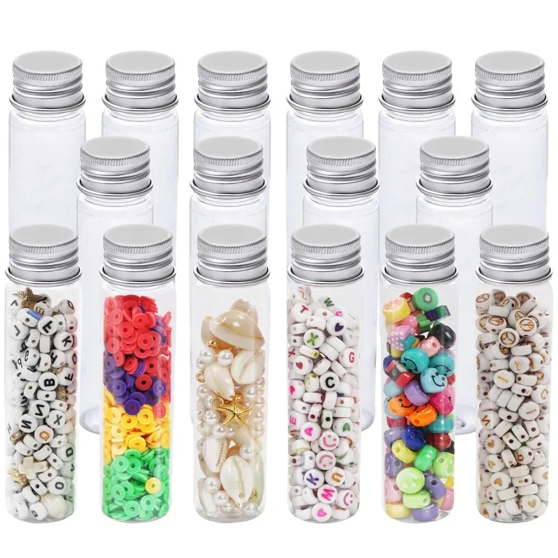 Naxilai 24pcs Plastic Test Tubes 45ml Clear Test Tube with Caps 144 x 22 mm for Candy Storage,Party,Decoration,Beads Display,Lab