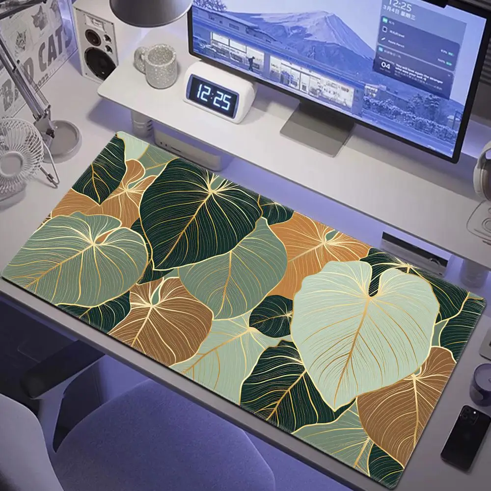 

HYBXAXC Green Tropical Leaves Plant Mouse Pad Gamer XL Mousepad XXL Desk Mats Natural Rubber Non-Slip Soft Desktop Mouse Pad
