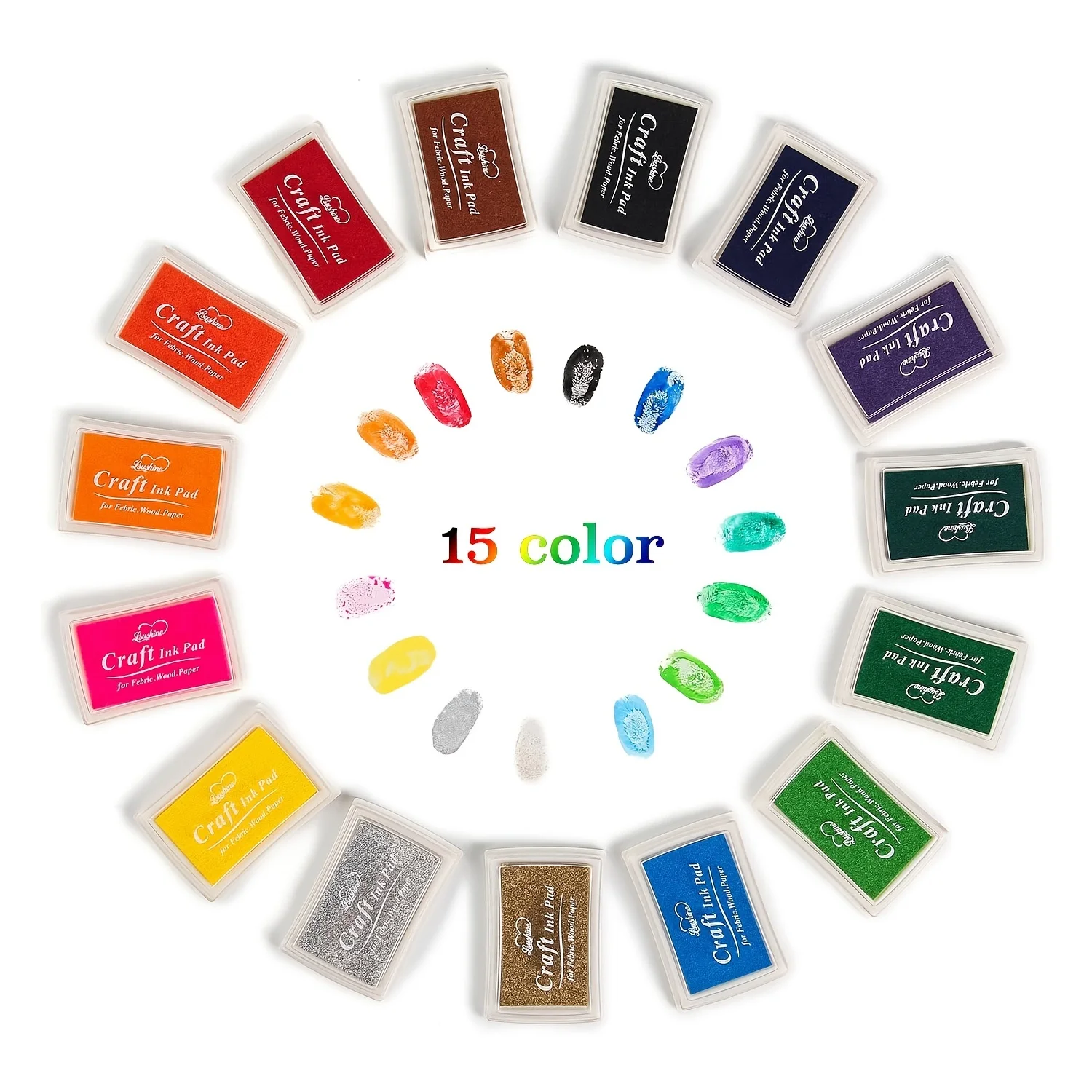 

15pcs Finger Ink Pads Washable Craft Ink Stamp Pads