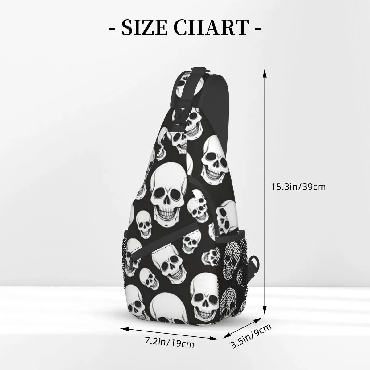 Gothic Death Skull Crossbody Sling Bags Small Chest Bag Shoulder Backpack Daypack for Hiking Outdoor Cycling Satchel