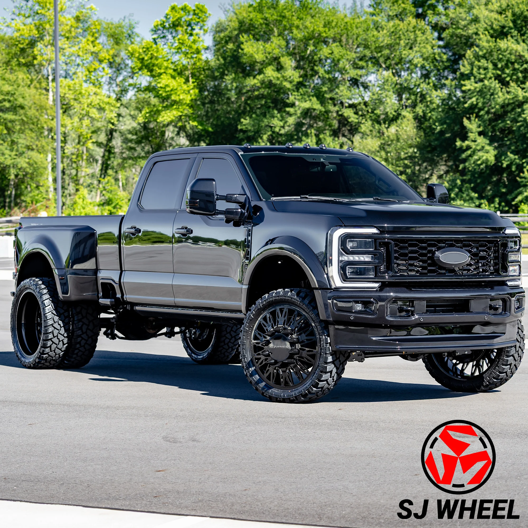 SJ  Black Custom Luxury Dually for Chevy RAM  6/8/10 Holes 8x170 8x180 8x200 8x165.1 10x225 22 24 26 28 30 Inch Wheel Rim