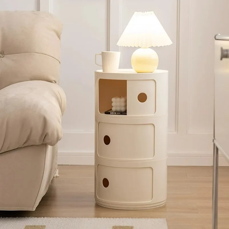 White Modern Mini Bedside Table Creative Small Plastic Side Cabinet for Bedroom Furniture