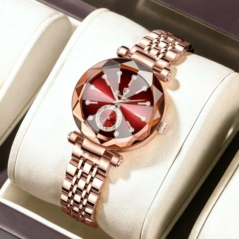 Sparkly Women's Quartz Watch Diamond Dial Solid Steel Band Reinforced Glass Waterproof Cool Wristwatch Gift for Students