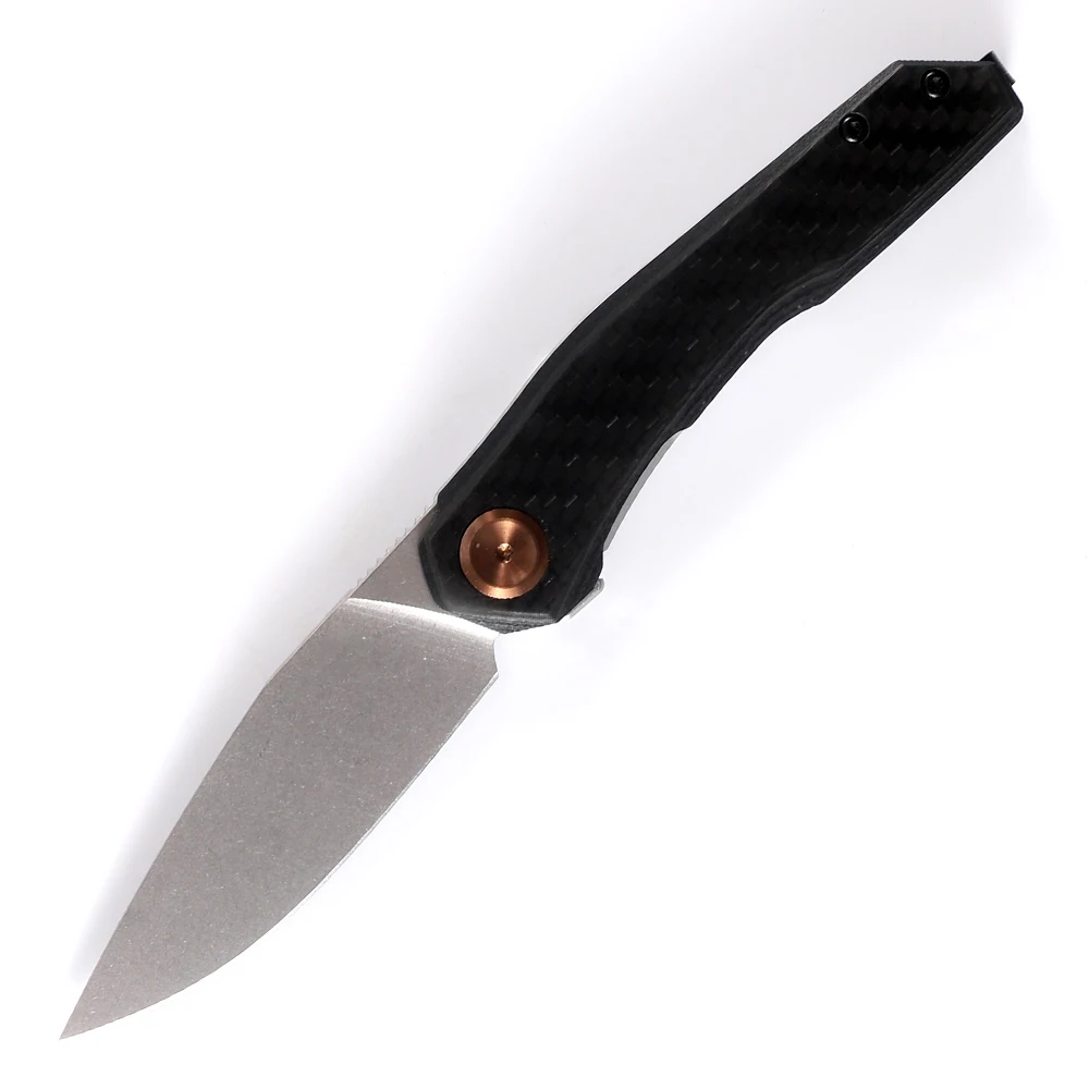 0545# Folding Knife 9CR18 Blade Carbon Fiber + Steel Handle Outdoor Tactical Camping Hunting Survival Kitchen EDC Tool