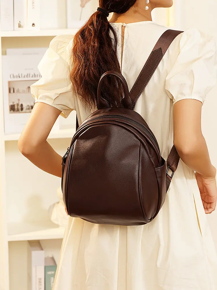 Backpack Women 2026 New Fashion Soft Genuine Leather Shell Bag Ladies Small Casual Backpack Bag